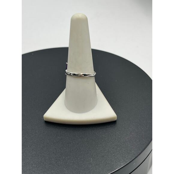 Sterling Silver Natural Emerald Cut Purple Amethyst Solitaire Ring Size 8.25 - Picture 12 of 12